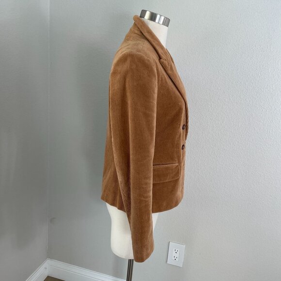 Nanette Lepore Womens 10 Camel Brown Corduroy Blazer Hook Closure Jacket - Picture 3 of 9